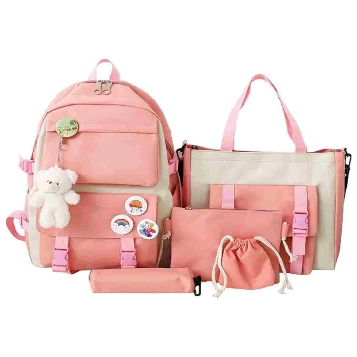 GENERICO - Mochila Escolar Viaje Estilo Coreano 5 Piezas Kit BELUG