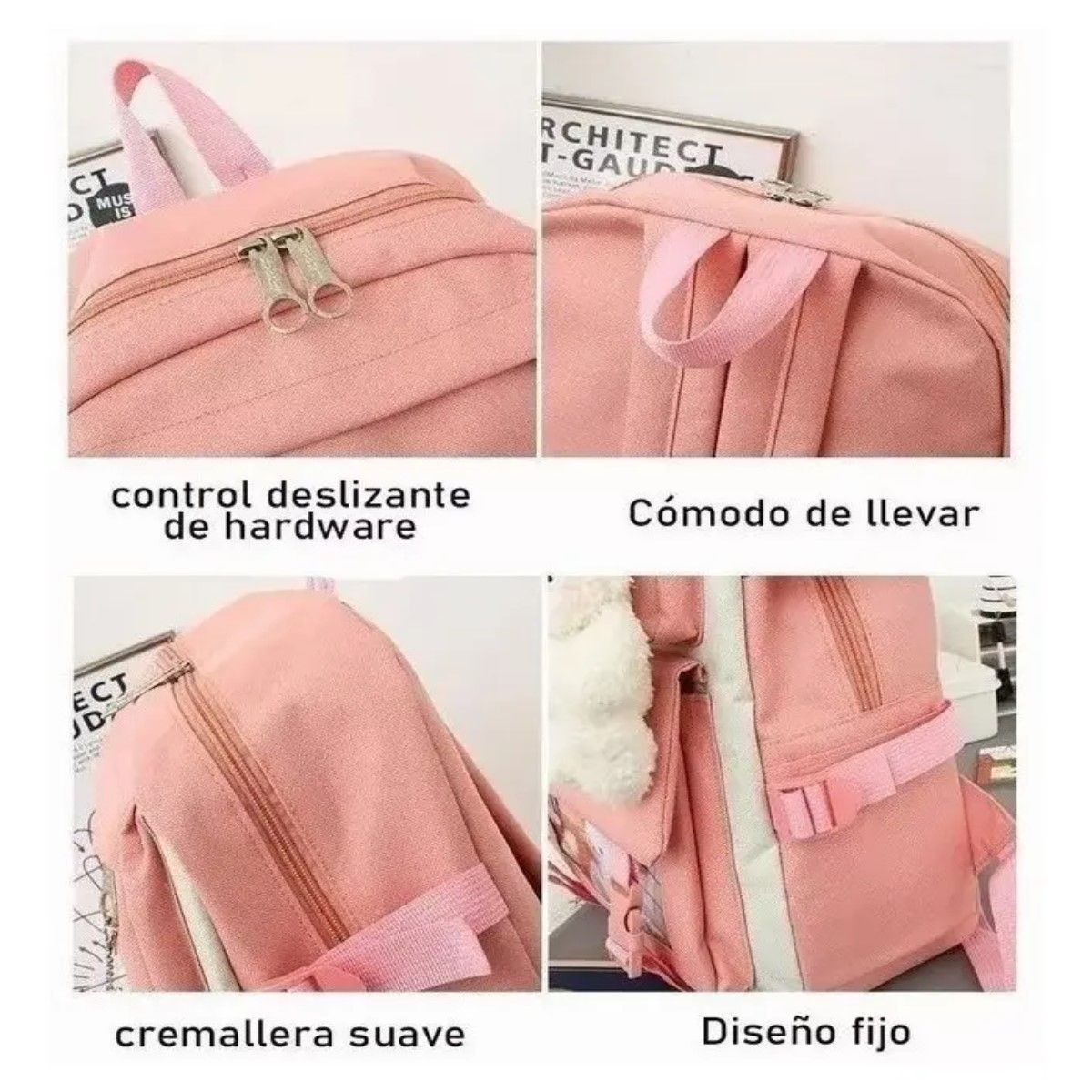 GENERICO - Mochila Escolar Viaje Estilo Coreano 5 Piezas Kit BELUG