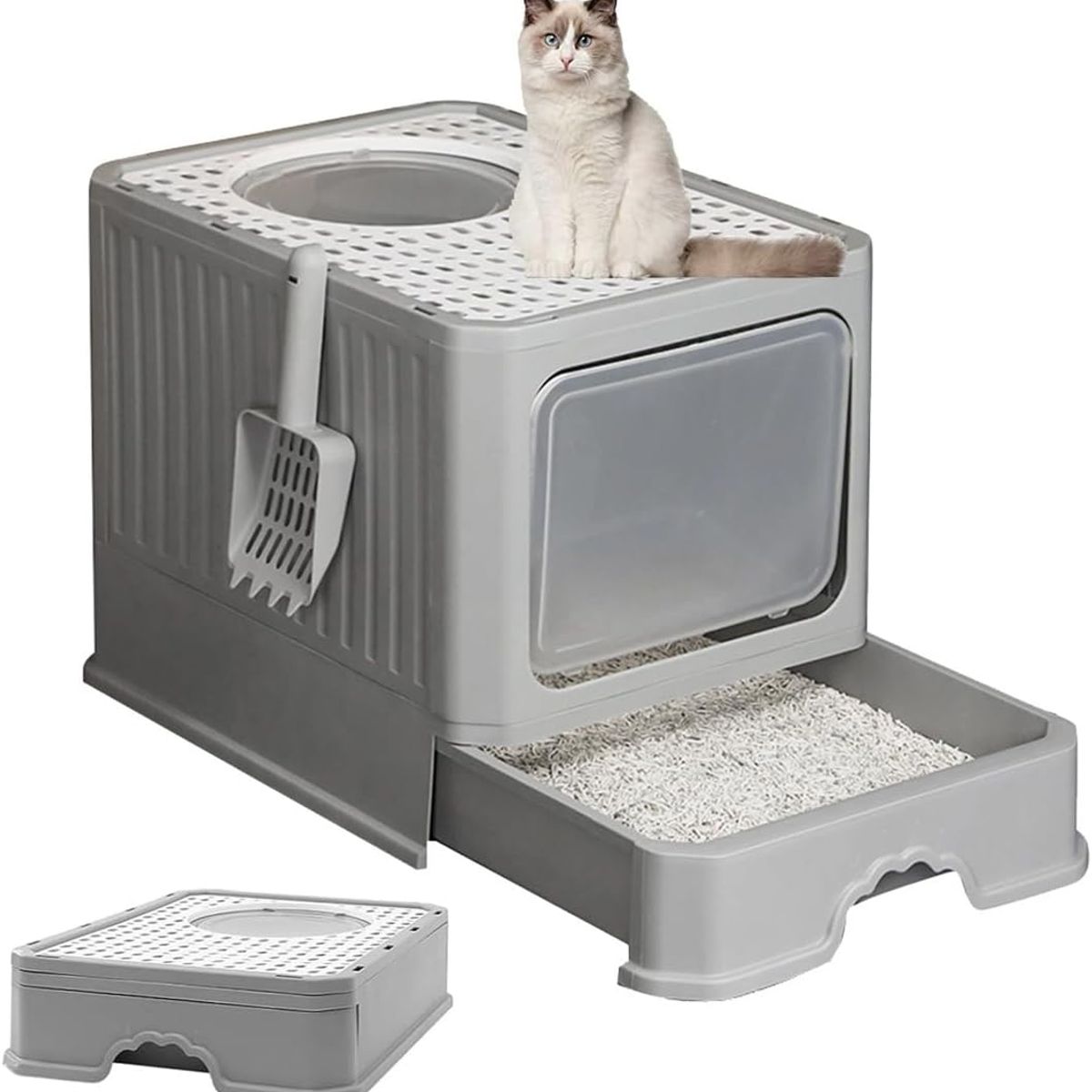 GENERICO - Arenero Gato Cerrado Baño Sanitario con Tapa y Pala