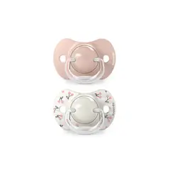 SUAVINEX - Pack de 2 Chupetes Fisiológicos SX Pro Birdies - 6- 18 meses - Rosa -