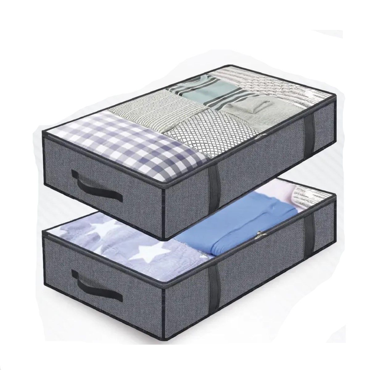 GENERICO - Bolsas Organizadoras Almacenamiento Bajo Cama Cajas Plasticas Contenedor 90l Set X2 Gris BELUG