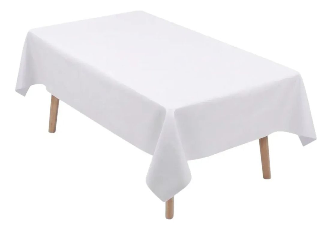Mantel De Hule Mesa Rectangular Diseno Liso 140x180cm - Blanco