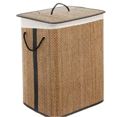 OEM - Cesto De Ropa Bambu Con Tapa Material Resistente Rectangular Beige
