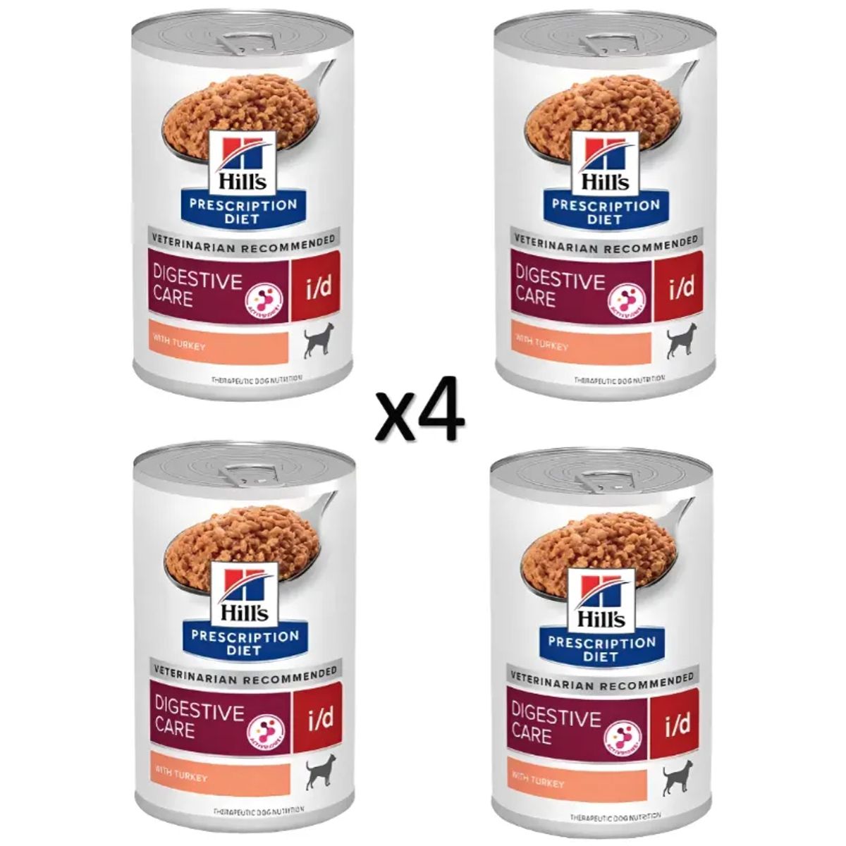 GENERICO - X4 Alimento Hill's Digestive Care  Pavo Perro Adulto 370 g c/u