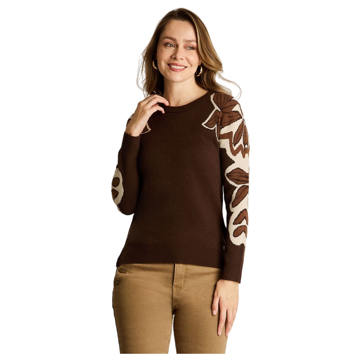 LORENZO DI PONTTI - Sweater Estampado Mujer Café
