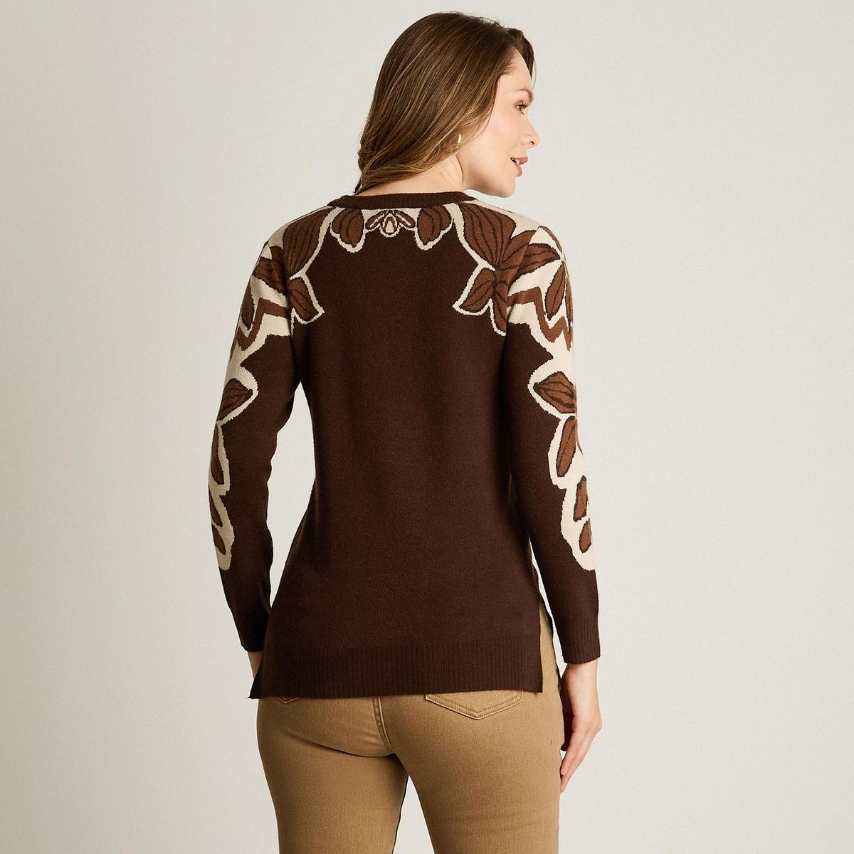 LORENZO DI PONTTI - Sweater Estampado Mujer Café