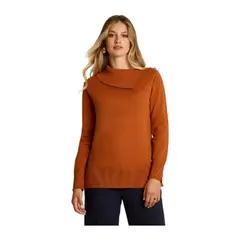 LORENZO DI PONTTI - Sweater Terracota con Cuello Asimétrico y Botones Dorados en Tejido