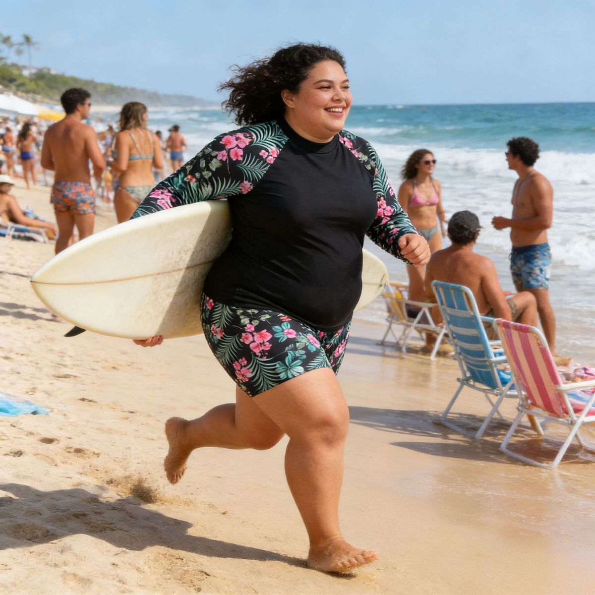PUREPOWER - Traje de baño de talla grande con mangas largas protector solar y para surf para mujer-3XL