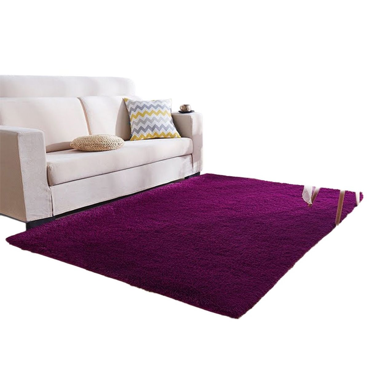 GENERICO - Alfombra Peluda Tipo Shaggy 180 x200 Color morado