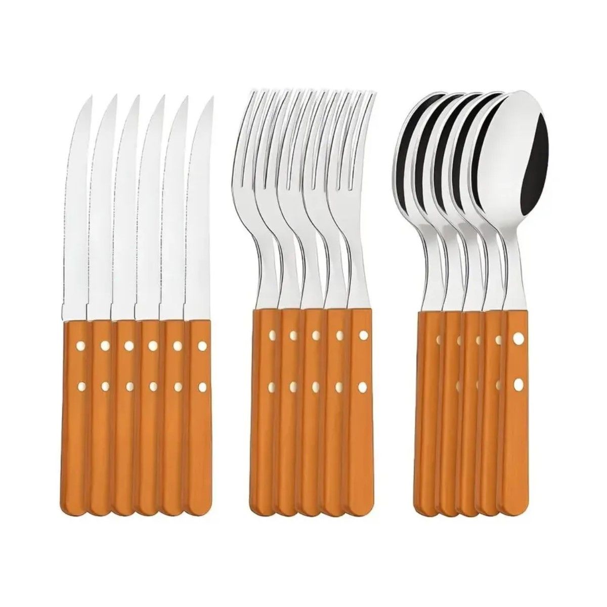 GENERICO - Set De Cubiertos Para Asado 18pieza Cuchilleria Mango Madera BELUG