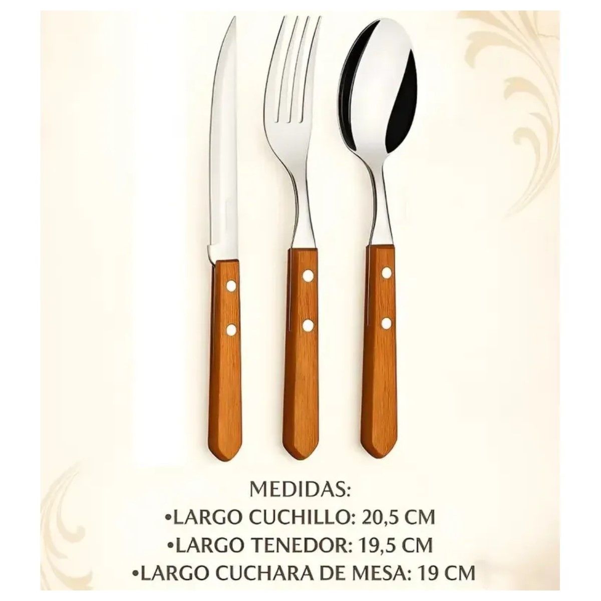 GENERICO - Set De Cubiertos Para Asado 18pieza Cuchilleria Mango Madera BELUG