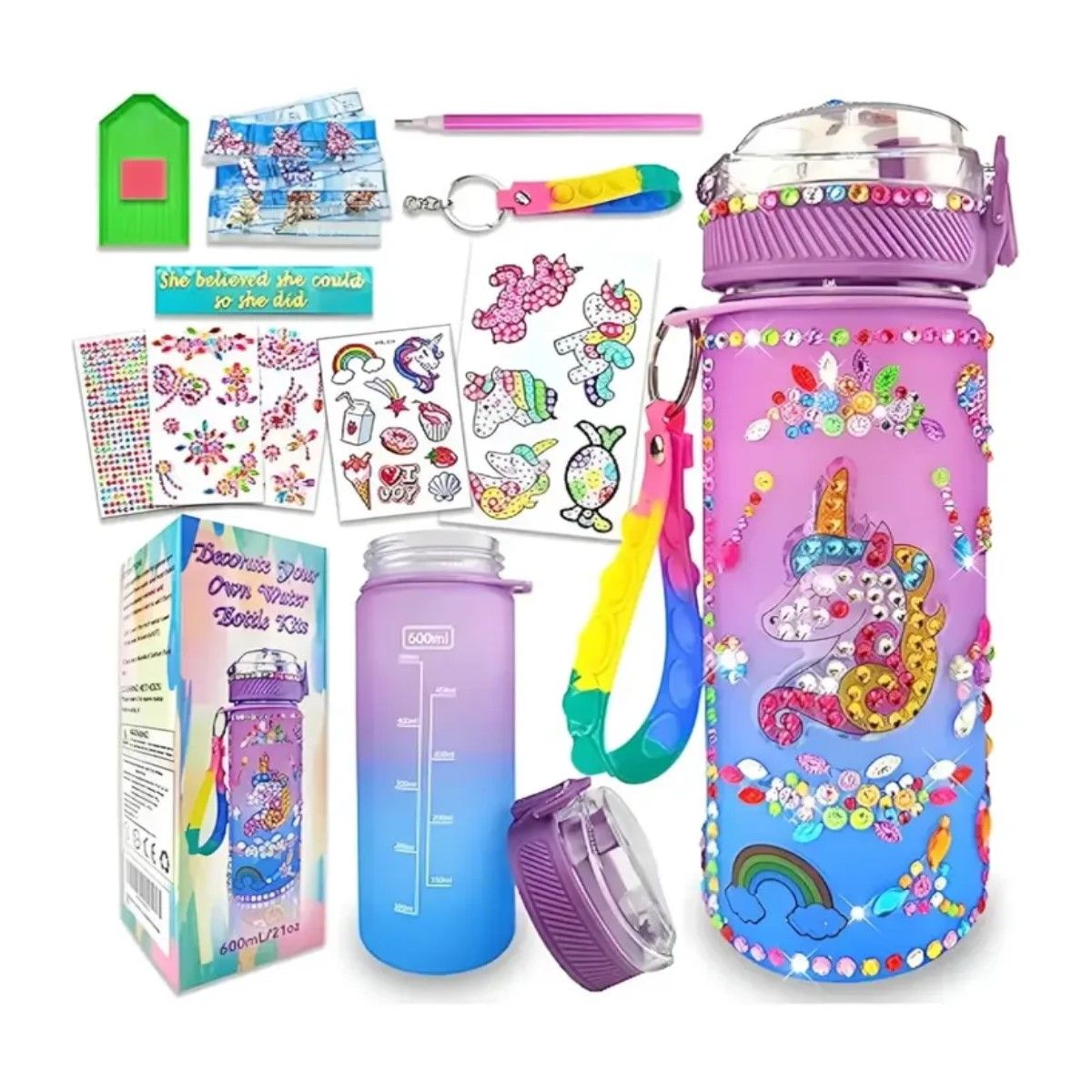 GENERICO - Kit Manualidades Niñas Set Regalo Nena Botella Unicornio BELUG