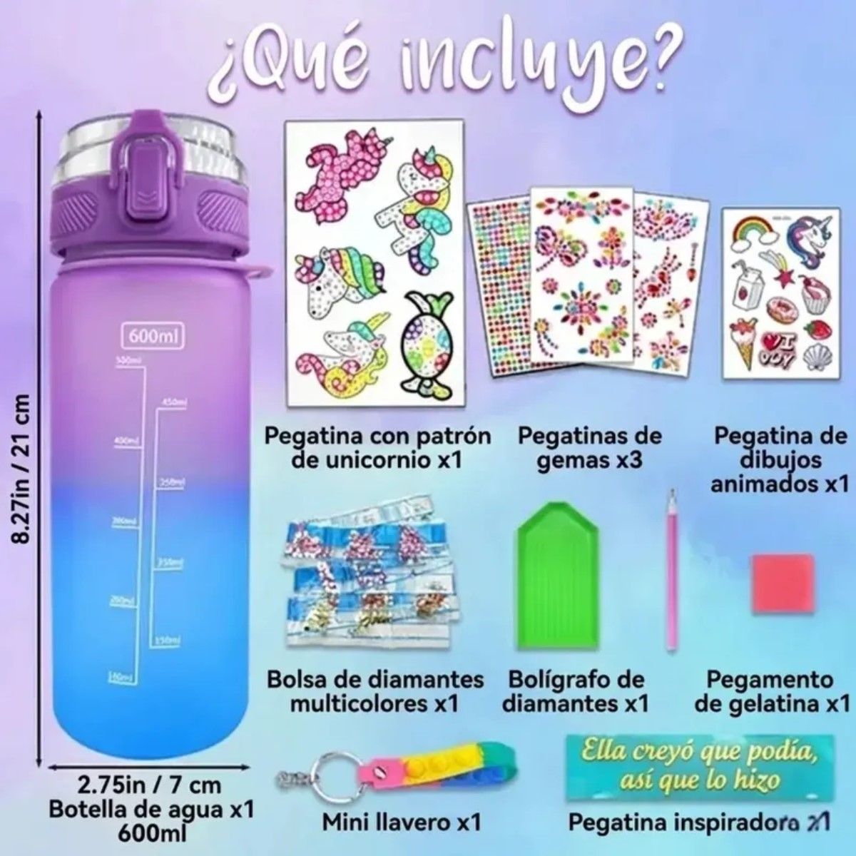 GENERICO - Kit Manualidades Niñas Set Regalo Nena Botella Unicornio BELUG