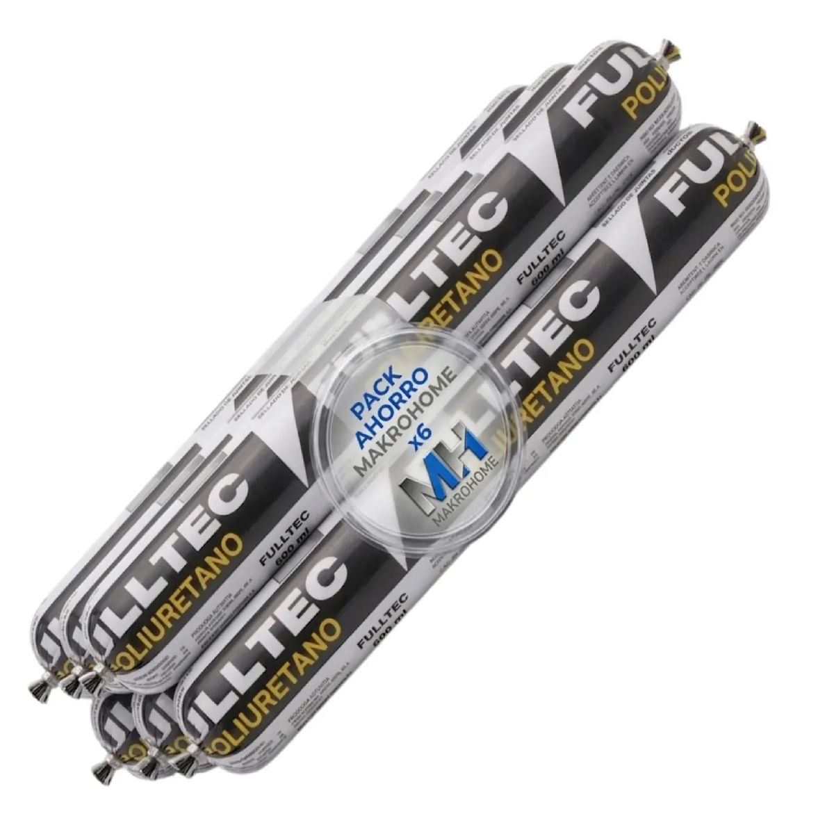 FULLTEC - Pack 6 Sellador Poliuretano Gris Fulltec 600ml Pu40 Sello
