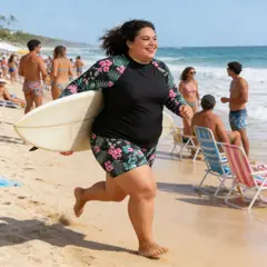 PUREPOWER - Traje de baño de talla grande con mangas largas protector solar y para surf para mujer-3XL