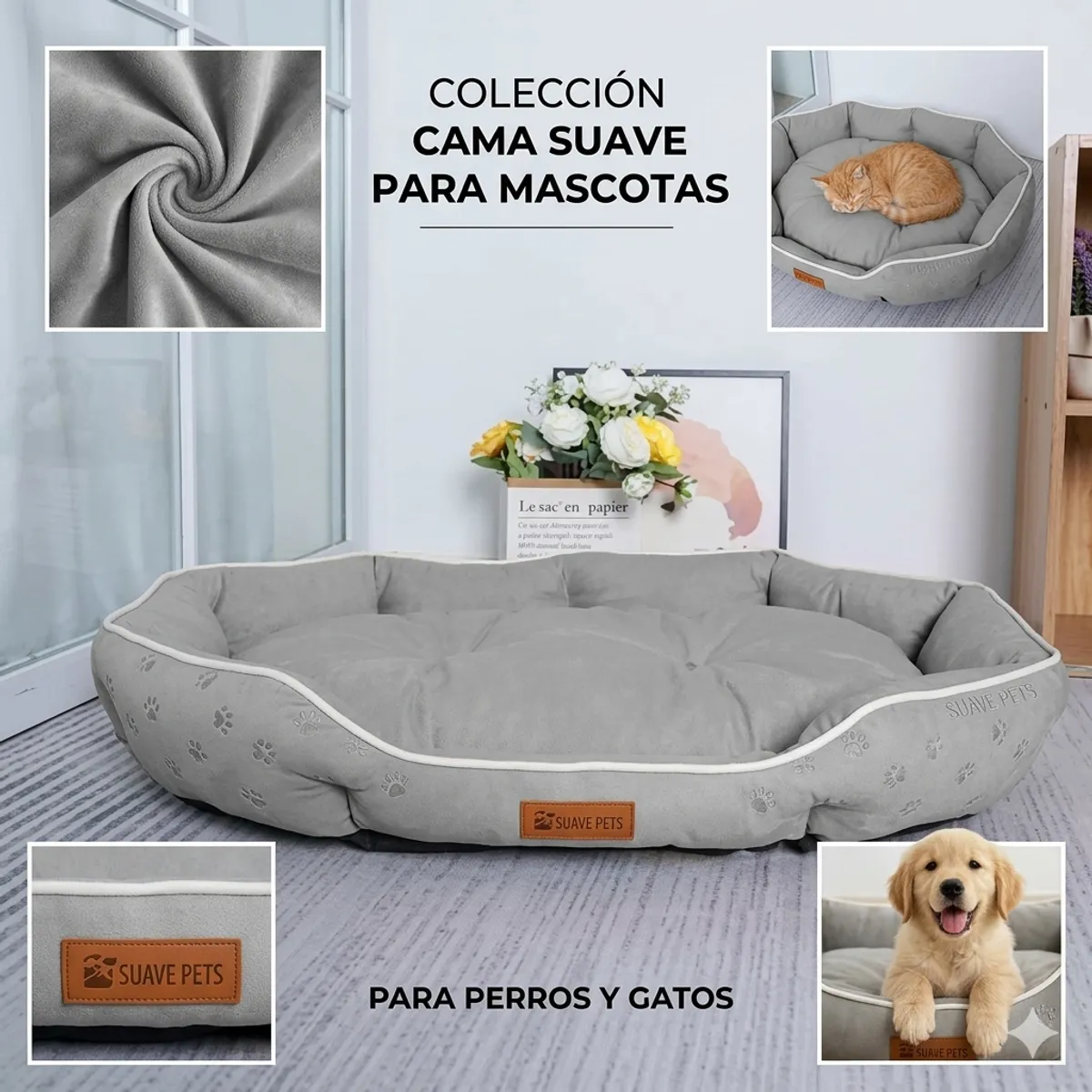 GENERICO - Cama Suave para Mascotas Perros y Gatos Talla L 70x50cm