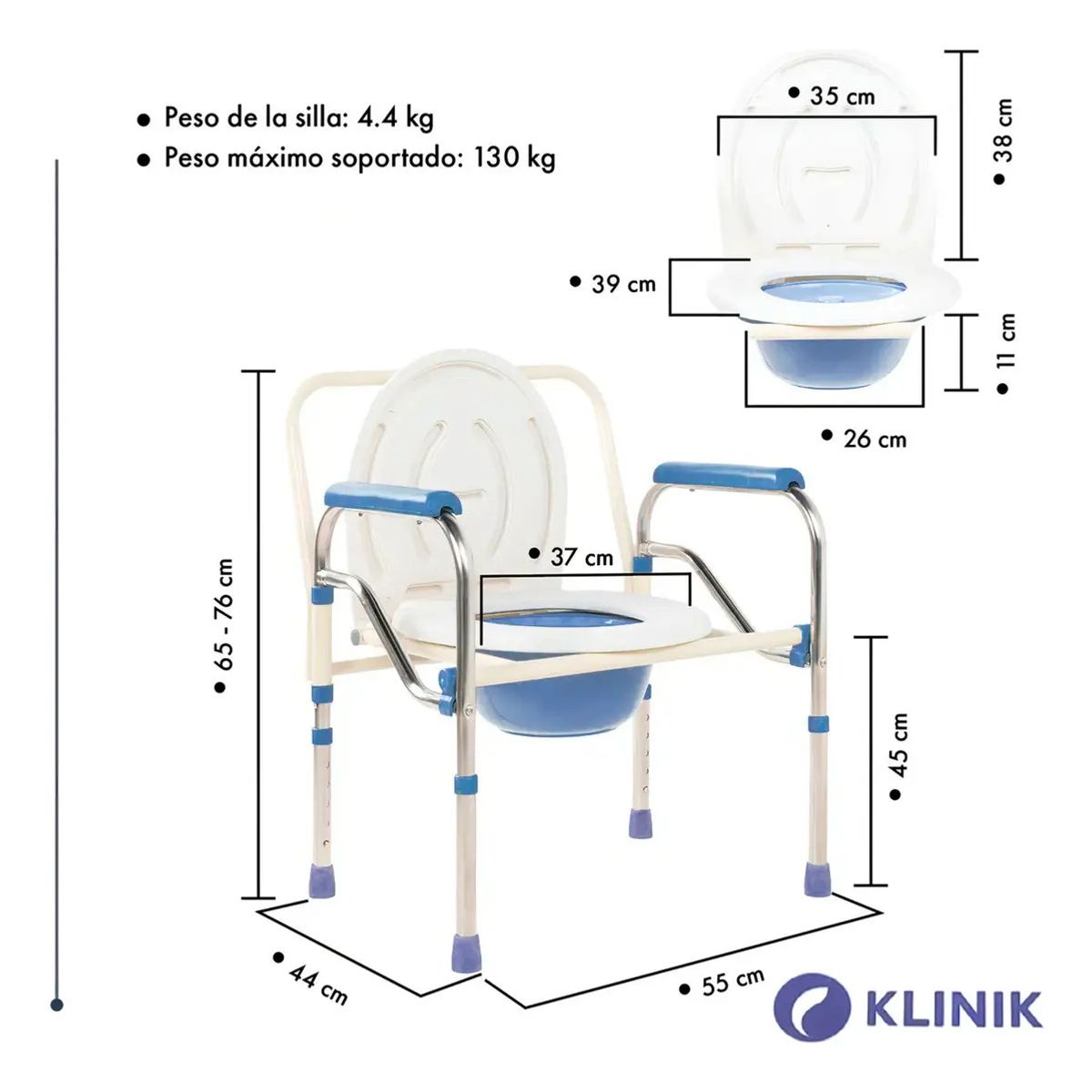GENERICO - Silla De Baño Y Ducha 3 en 1 Portatil Con Balde Hasta 150kg