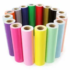 CREA PRINT - Box 10 Vinilos Adhesivos matte colores aliatorios + 1 Papel Transfer para grafica