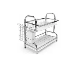 GENERICO - Estante Seca Loza Metal 2 Niveles Plateado