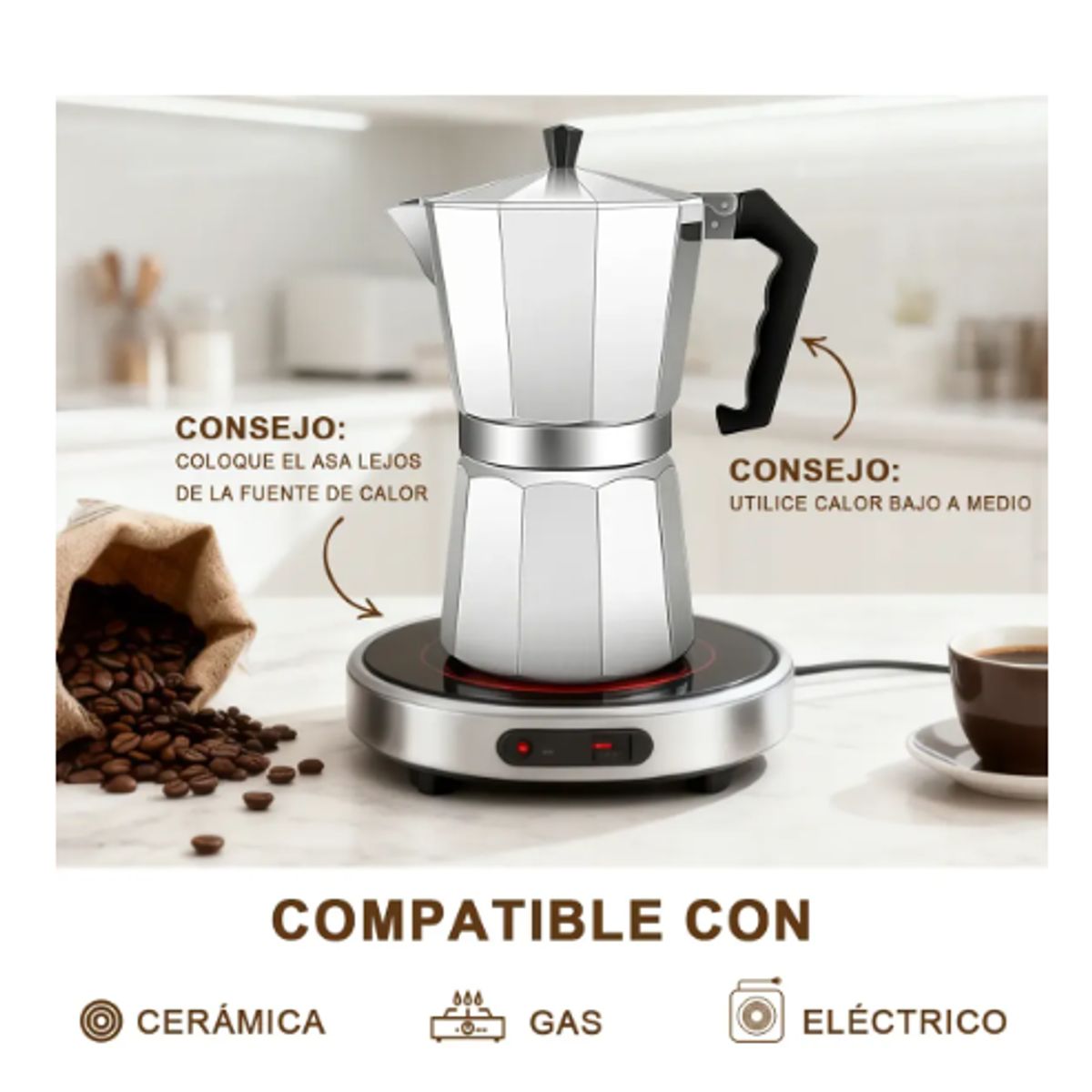 GENERICO - Cafetera Italiana 12 Tazas Portátil Café Moka Express 600ml