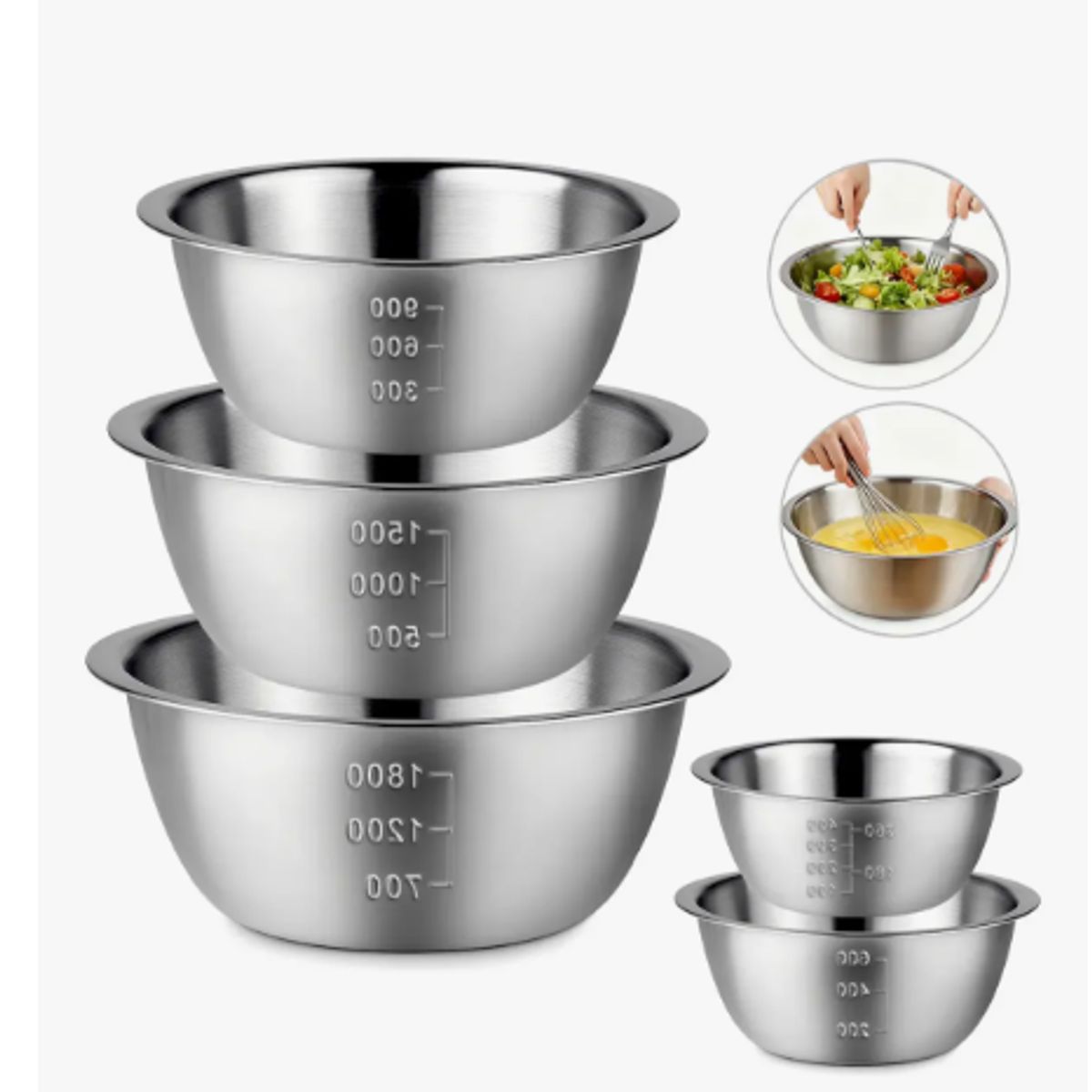 GENERICO - 5pc Bowl Pocillo Acero Inoxidable Reposteria Cocina Platead