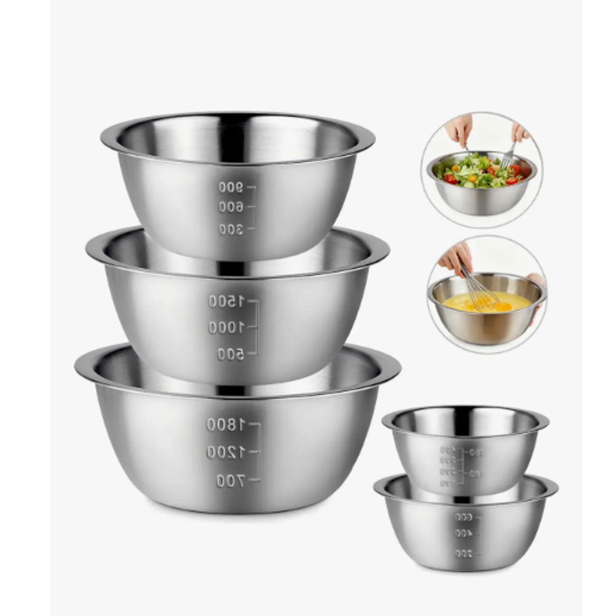 GENERICO - 5pc Bowl Pocillo Acero Inoxidable Reposteria Cocina Platead