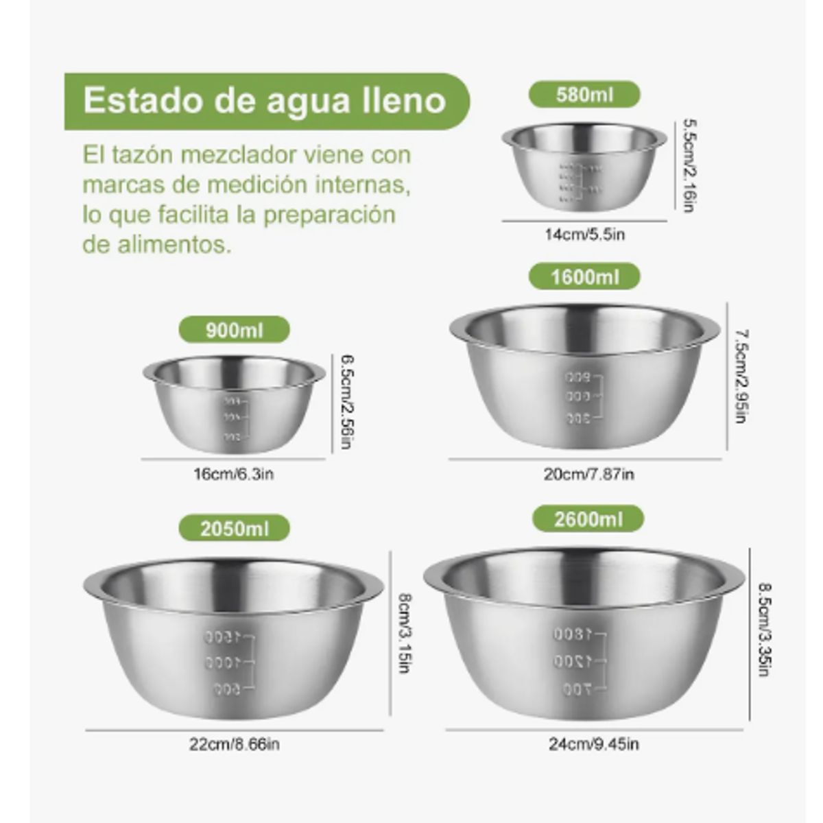 GENERICO - 5pc Bowl Pocillo Acero Inoxidable Reposteria Cocina Platead