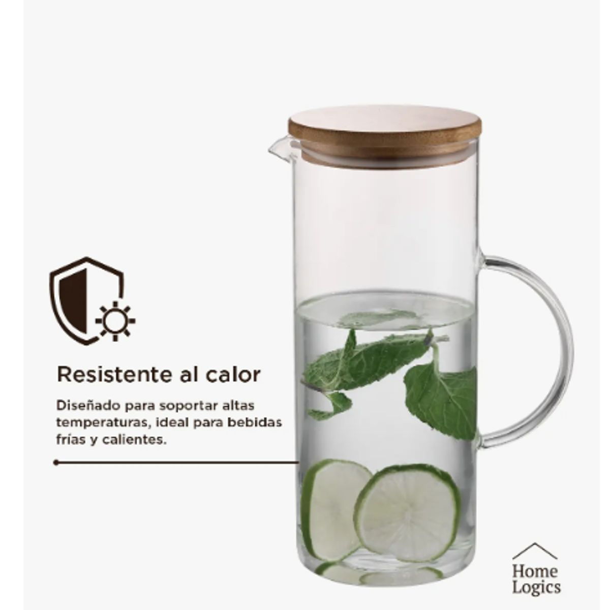 GENERICO - Jarro De Vidrio De Agua Jugo Con Tapa 1400 Ml