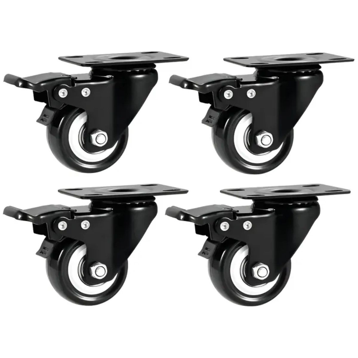 GENERICO - 4 Ruedas Giratorias Poliuretano 2 Pulgadas Freno Para Muebles BELUG