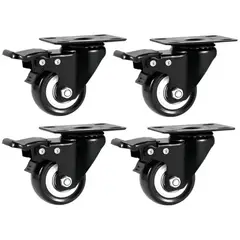 GENERICO - 4 Ruedas Giratorias Poliuretano 2 Pulgadas Freno Para Muebles BELUG