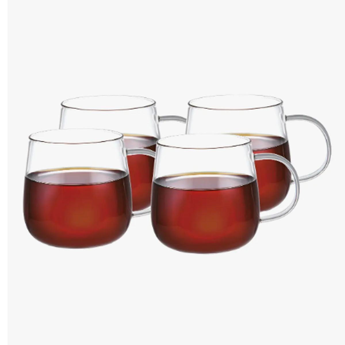 GENERICO - 4 Tazas De Vidrio Para Café Té 400 Ml  Color Blanco