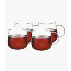GENERICO - 4 Tazas De Vidrio Para Café Té 400 Ml Color Blanco