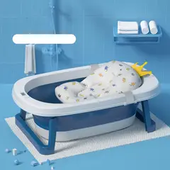 PIKABOO - TINA BAÑO PARA BEBES PLEGABLE CON HAMACA Y TERMOMETRO AZUL