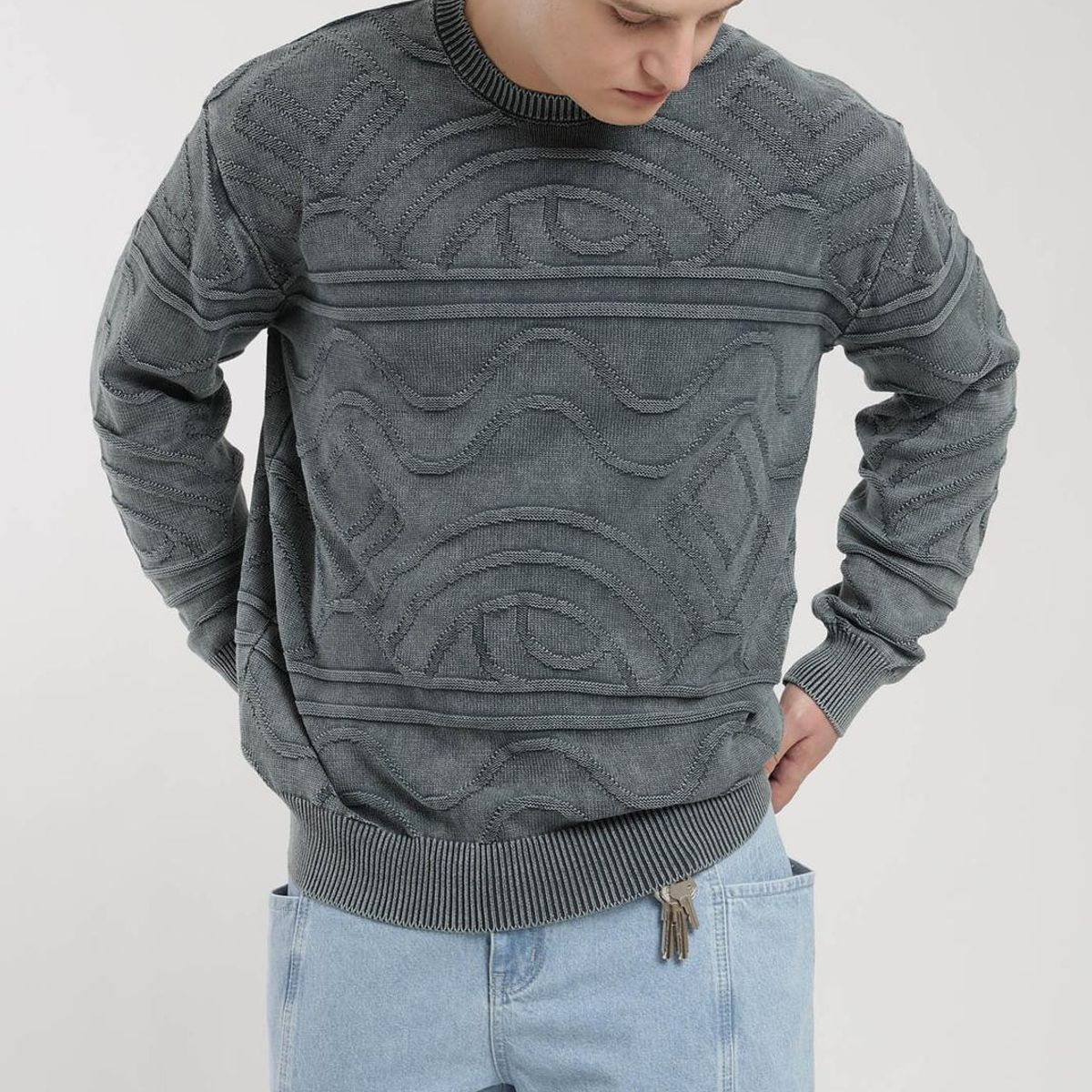 KAYA UNITE - Chaleco Tejido Cuello Redondo Jacquard Hombre