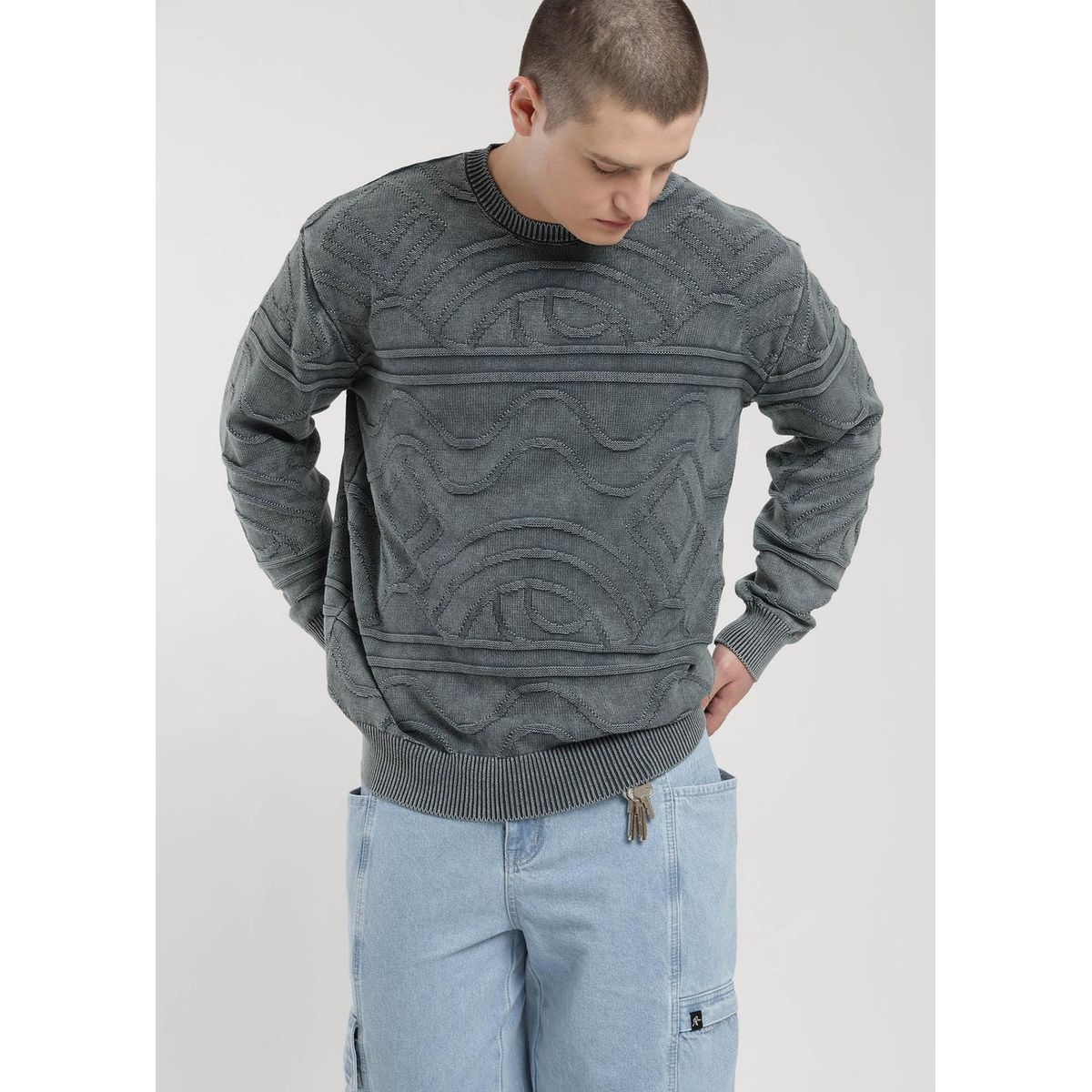 KAYA UNITE - Chaleco Tejido Cuello Redondo Jacquard Hombre