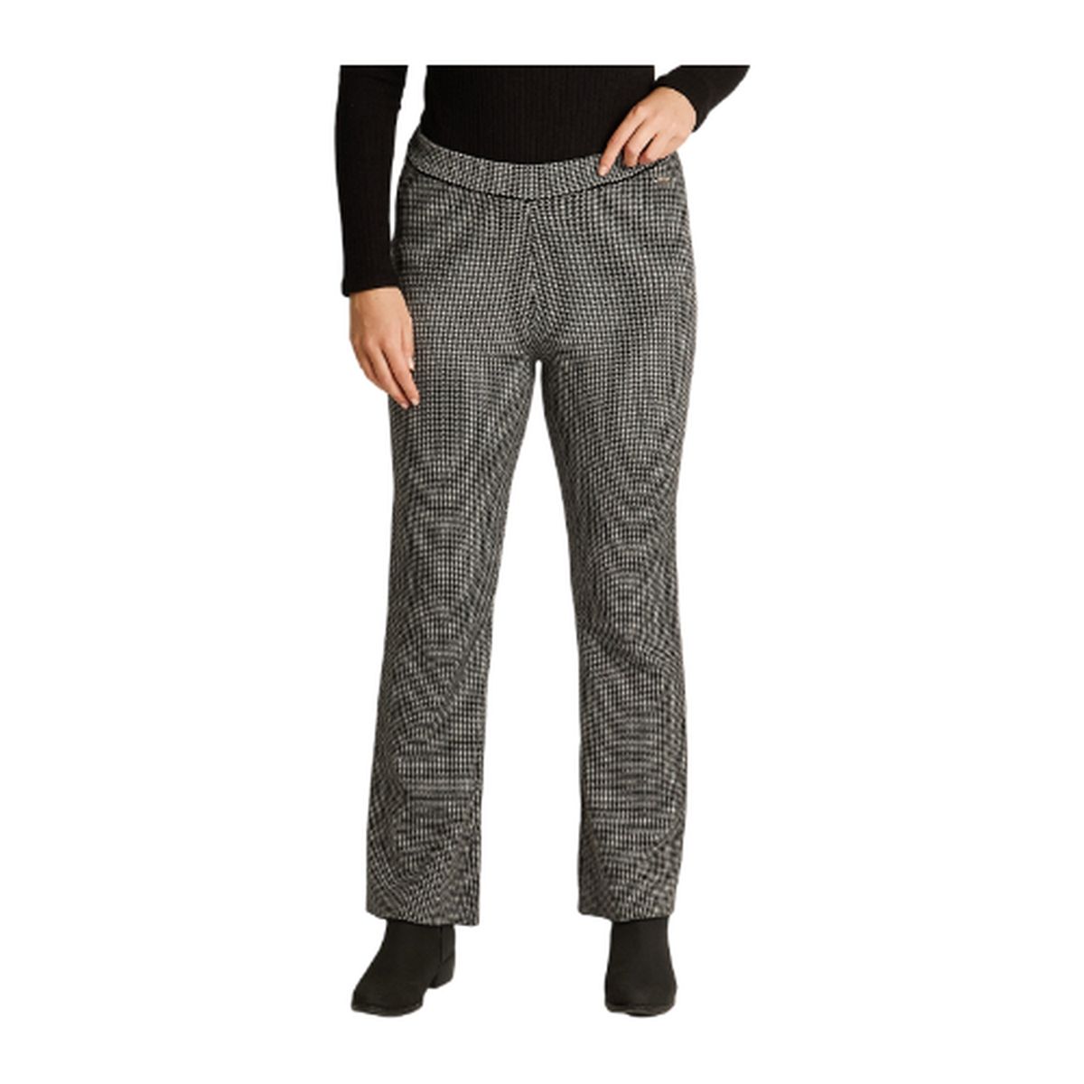 LORENZO DI PONTTI - Pantalón Gris con Estampado Geométrico Clásico Corte Flare en Tejido