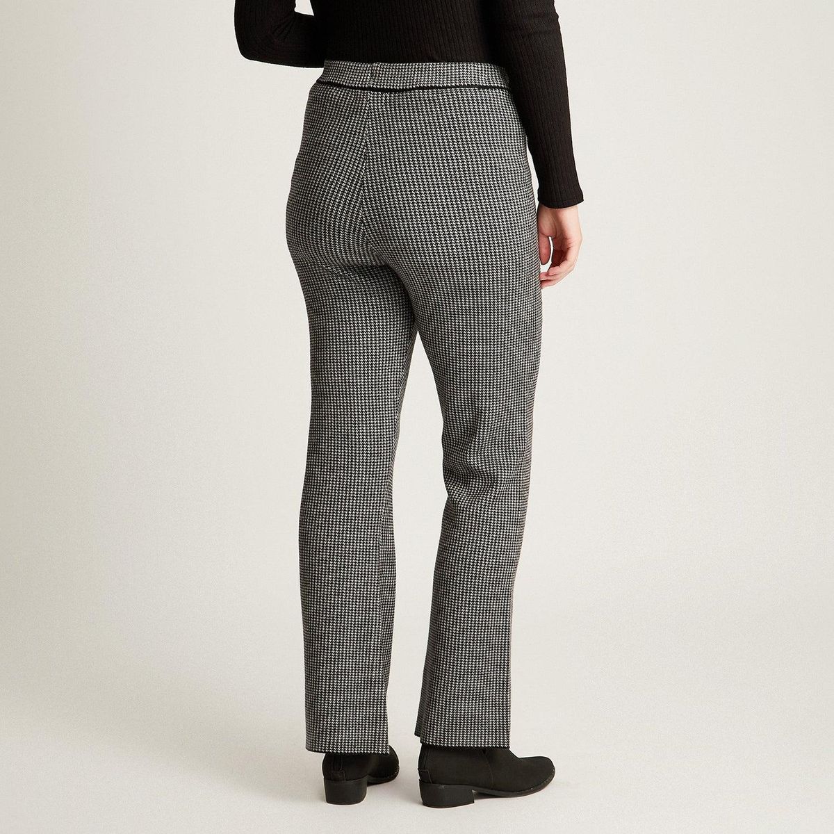 LORENZO DI PONTTI - Pantalón Gris con Estampado Geométrico Clásico Corte Flare en Tejido