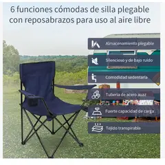GENERICO - Silla Plegable De Playa Camping Con Bolso De Porta Vasos