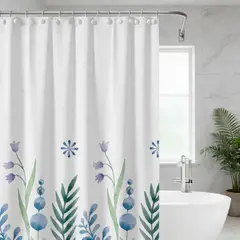 GENERICO - Cortina De Baño Peva 180x180cm Diseño Hojas Incluye Ganchos