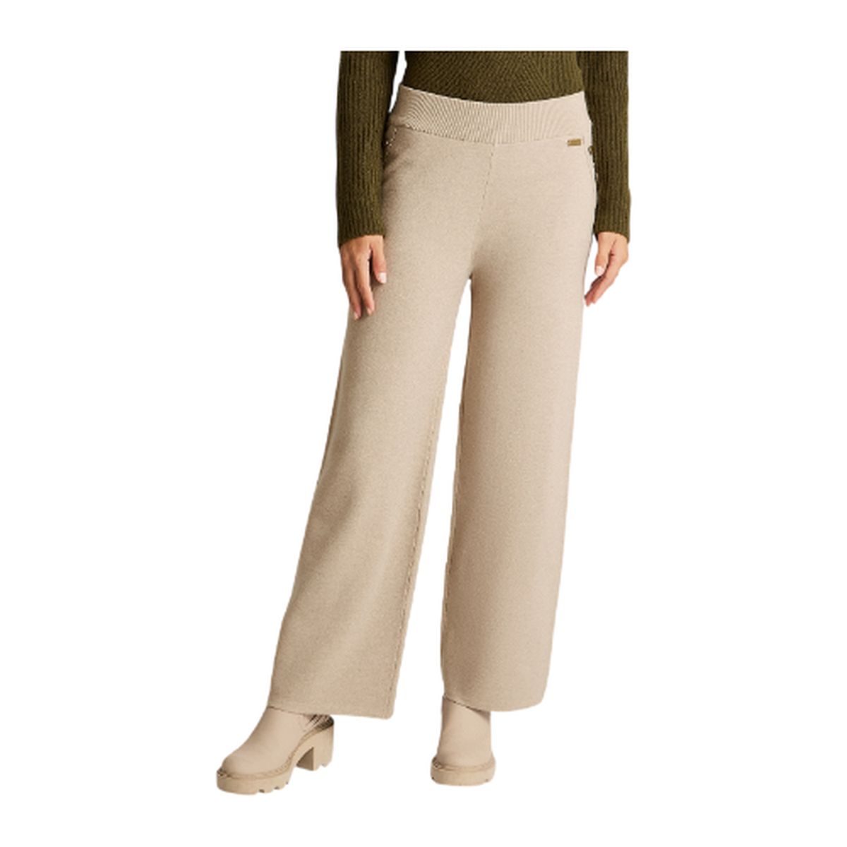 LORENZO DI PONTTI - Pantalon Sport Beige Elasticidad Media Sin Forro Calce Normal Tela Tejido