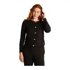LORENZO DI PONTTI - Cardigan Negro con Botones Dorados en Tejido
