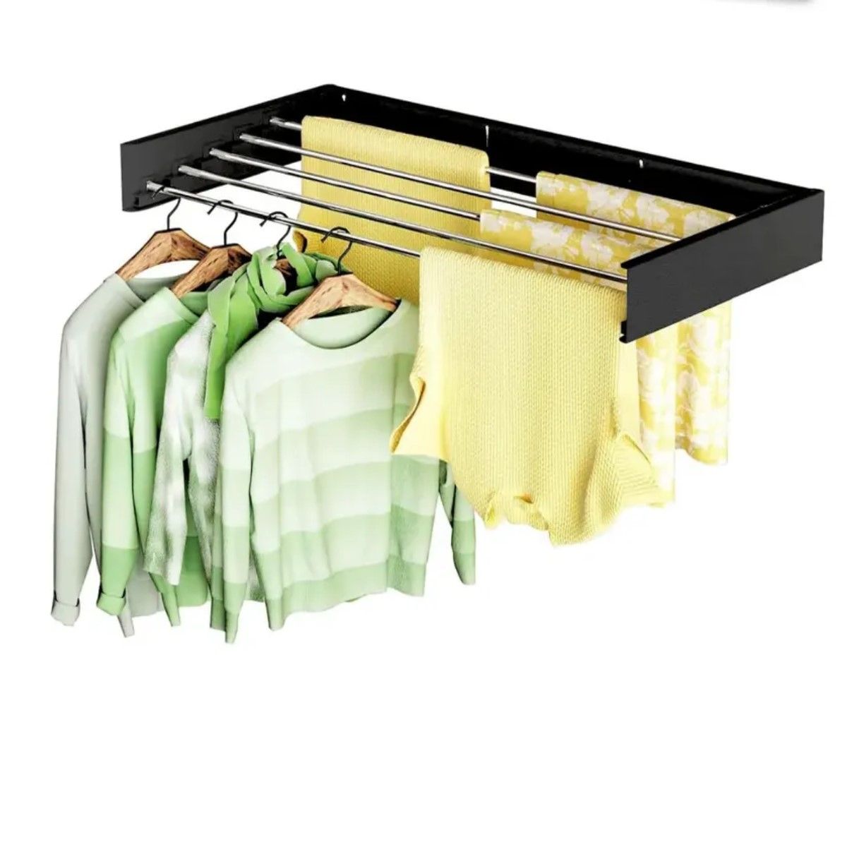 GENERICO - Tendedero Colgador De Ropa Retractil De Pared Que Se Esconde Color Negro BELUG