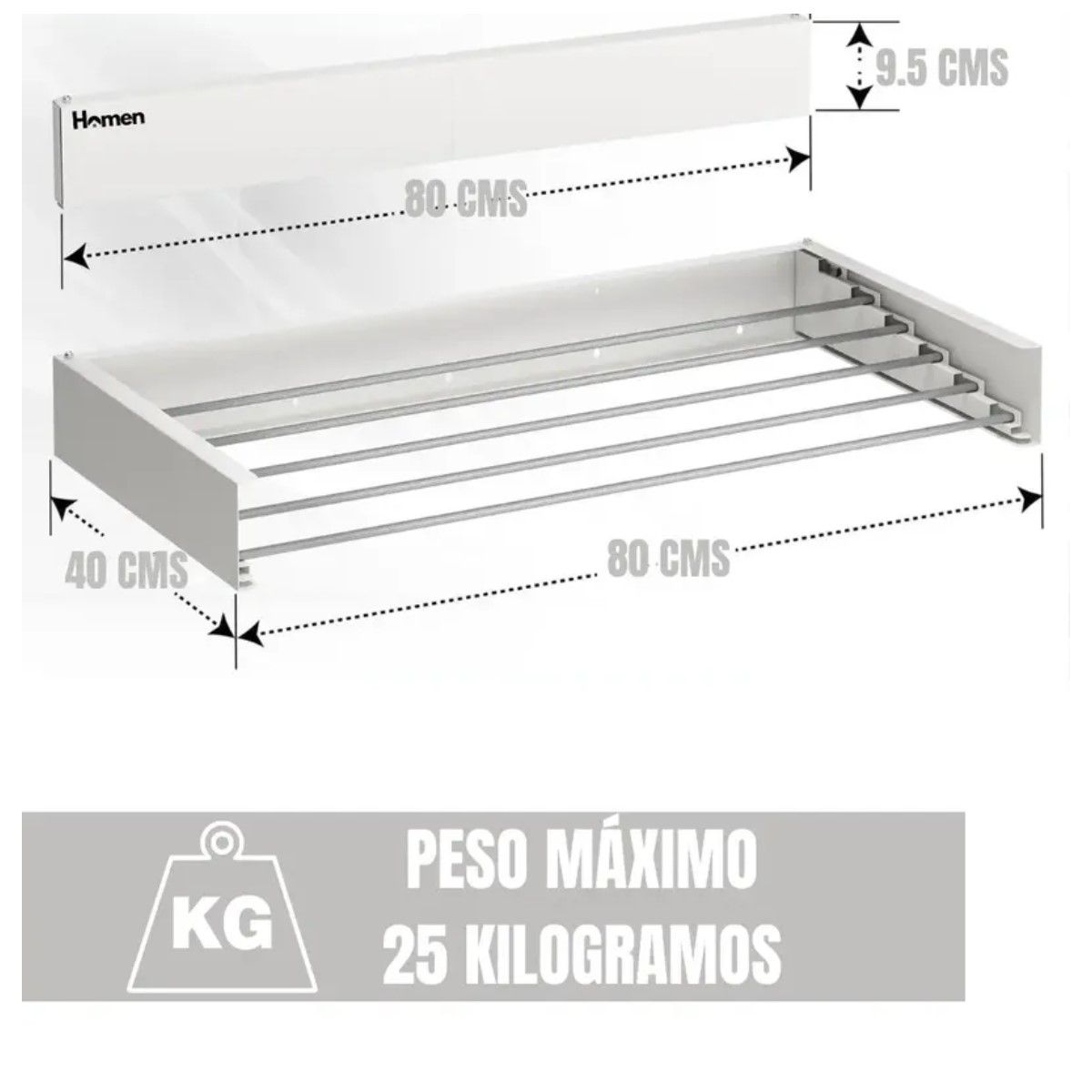 GENERICO - Tendedero Colgador De Ropa Retractil De Pared Que Se Esconde Color Negro BELUG