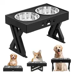 GENERICO - Comedero-bebedero para Perros Altura Ajustable - Plato Acero