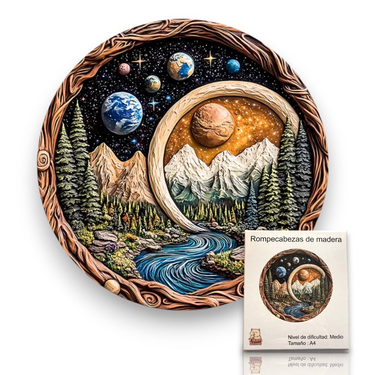 GENERICO - Rompecabezas Puzzle Madera A4 Paisaje Universo Regalo