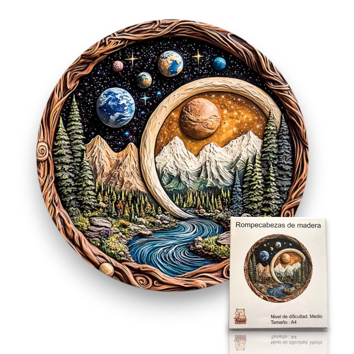 GENERICO - Rompecabezas Puzzle Madera A4 Paisaje Universo Regalo