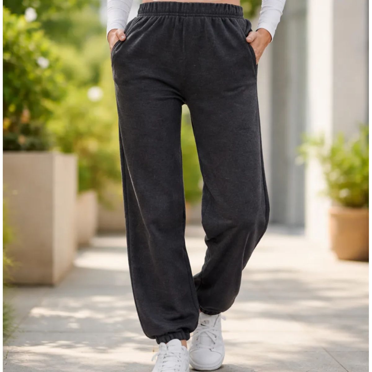 AGW - Pantalon Buzo Recto Con Puño 100% Algodón Mujer