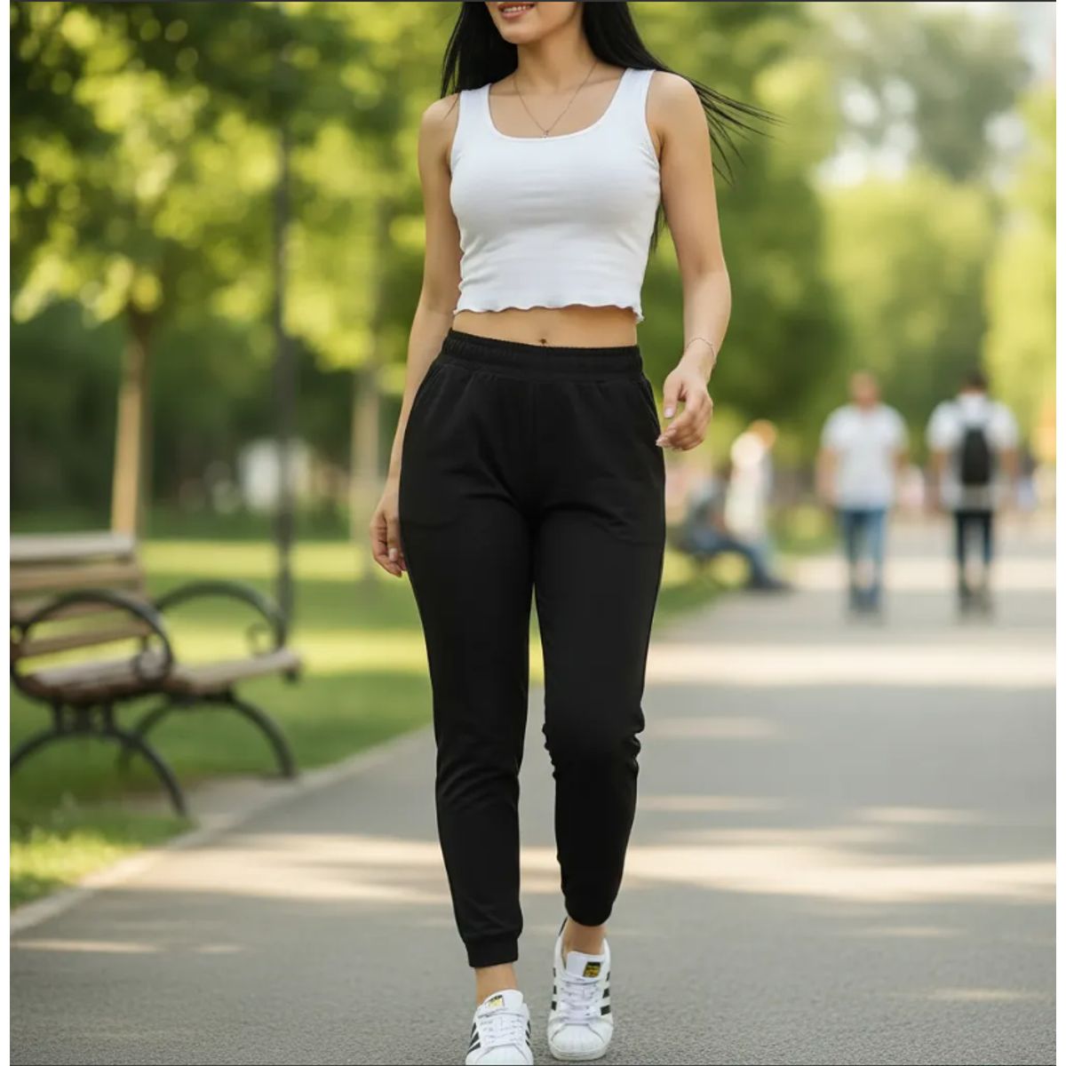 AGW - Pantalon Buzo Recto Con Puño 100% Algodón Mujer