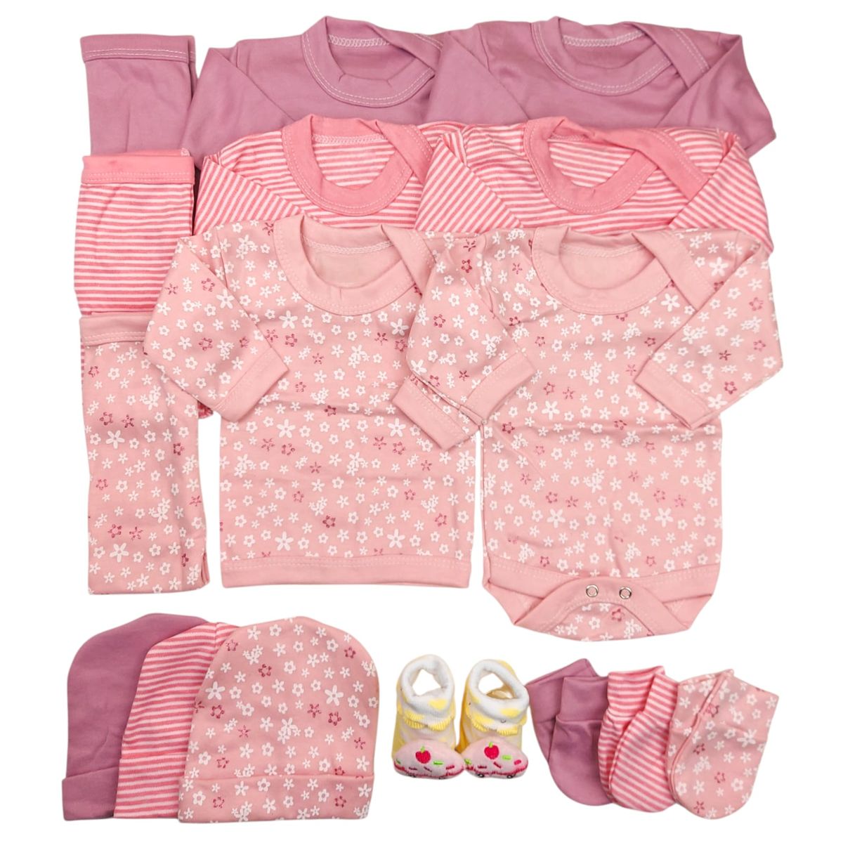 GENERICO - Pack 16 Piezas 0/3 Meses Rosado Floreado