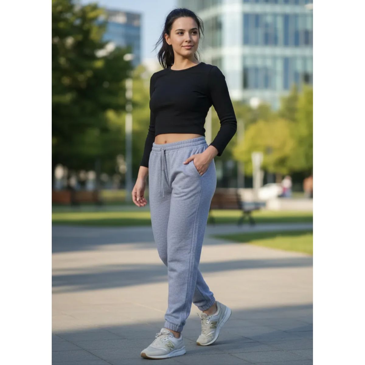 AGW - Pantalon Buzo Recto Con Puño 100% Algodón Mujer